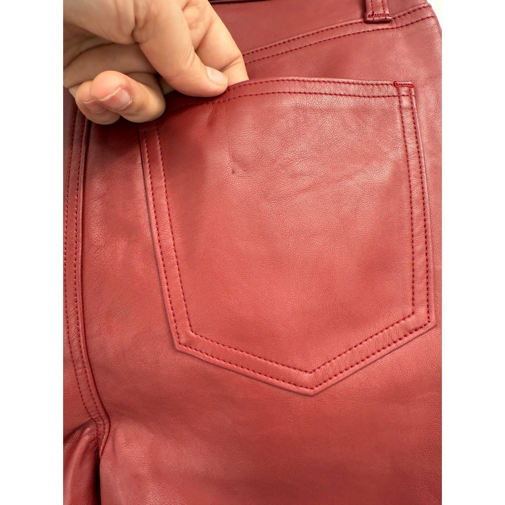 Pistola Pants Women's 26 Red Faux Leather Straight Crop‎ Holiday Grunge Chic NWT - Picture 10 of 13
